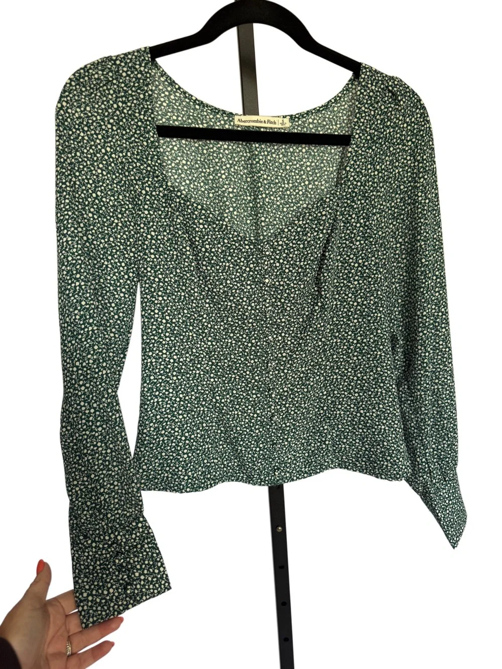 Abercrombie & Fitch Boho Floral Puff Sleeve Sweetheart Neck Button Down Size S